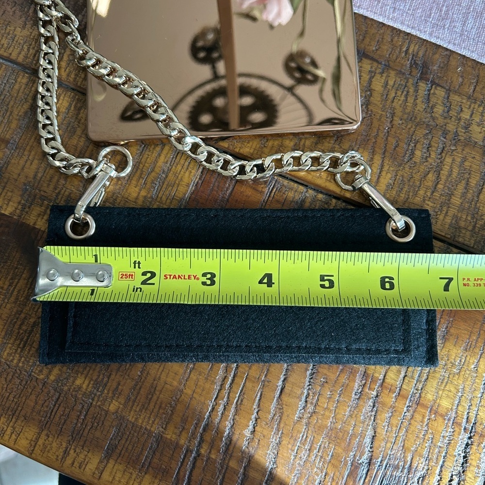 Gray Felt Wallet Insert with Gold Accents and Pocket Organizer - Picture 8 of 9